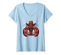 Women's Lobster Cowboy Hat Yee Claw Funny Western Southern V-Neck T-Shirt