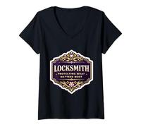 Women's Locksmith Protecting What Matters Most Locksmithing Womens V-Neck T-Shirt