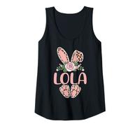 Womens LOLA Cute Leopard Bunny Ears Floral Easter Tank Top