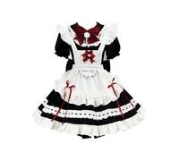 Women's Lolita Cute Maid Dress Bowknot White Apron Fancy Dress A Line Swing Short Dresses Party Puff Short Sleeve Mini Dresses Japanese Game Anime Kawaii Maid Outfits Women Cosplay Costume