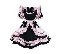 Women's Lolita Maid Dress Halloween Costumes Vintage Patchwork A Line Swing Short Dress Elegant Party Fancy Dress Short Sleeve Mini Dress Japanese Game Anime Kawaii Maid Outfits Women Cosplay Costume