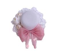 Women's Lolita Mini Top Hat Hair Clip Bow Flower Lace Fascinator Hat with Retaining Clip Tea Party Hair Accessories
