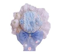 Women's Lolita Mini Top Hat Hair Clip Bow Flower Lace Fascinator Hat with Retaining Clip Tea Party Hair Accessories