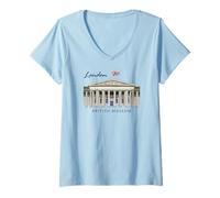 Women's London, British Museum, Hand Drawing, England V-Neck T-Shirt
