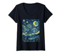 Women's London Eye Starry Night Art History Present V-Neck T-Shirt