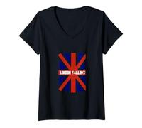 Womens London Falling/Britain in Decline/Patriot Free Speech UK V-Neck T-Shirt