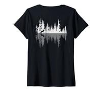 Womens Lone Wolf Walking Forest Reflection Wilderness Nature V-Neck T-Shirt