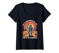 Womens Lonely Robot Desert Wanderer Tee Not All Who Wander Are Lost V-Neck T-Shirt