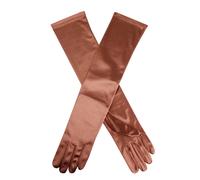 Women's Long Above-Elbow Satin Gloves - Bronze / ONE