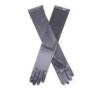 Women's Long Above-Elbow Satin Gloves - Pewter / ONE
