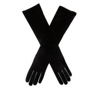 Dents Women's Long Velvet Evening Gloves BLACK ONE