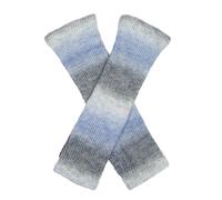 Women's Long Below-Elbow Ribbed Knit Wrist Warmers with Ombre Pattern - Pale Blue / ONE