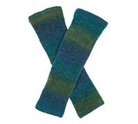Women's Long Below-Elbow Ribbed Knit Wrist Warmers with Ombre Pattern - Teal / ONE