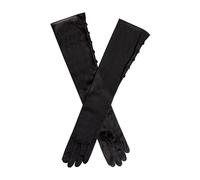 Dents Womens Daphne Long Below Elbow Satin Button Gloves - Black