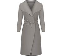 Womens Long Belt Pocket Open Coat Ladies Celebrity Waterfall Jacket Cape - Light Grey - One Size