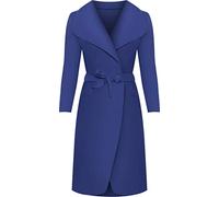 Womens Long Belt Pocket Open Coat Ladies Celebrity Waterfall Jacket Cape - Royal Blue - 16-22