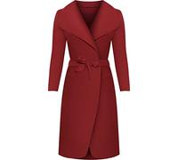 Womens Long Belt Pocket Open Coat Ladies Celebrity Waterfall Jacket Cape - Wine - One Size