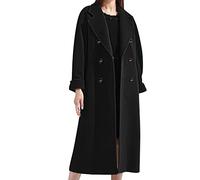 Women's Long Belted Wool Coat, Double-Breasted Trench Coat with Lapel Collar, Classic Winter Overcoat for Ladies, Elegant Warm Wool Blend Outerwear for Cold Weather