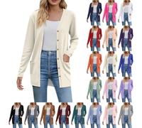 Women's Long Cardigan, Large Sizes, Fine Knitted Jacket, Women's Buttons Cardigan, V-Neck Sweater with Pockets, Knitted Cardigan, Long Sleeve Long Knitted Jacket, Warm Cardigan, Elegant Fine Knit