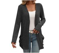 Women's Long Cardigan Lightweight Long Sleeve Cardigans Ladies Open Front Casual Loose Cardigan with Pockets Ladies V-neck Knitted Sweaters Cardigan Jumper Outerwear UK Sale Clearance