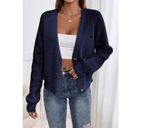 Women's Long Cardigan Lightweight Open Front V Neck Print Kimono Summer Beach Cover Up One Size(Navy One Size)
