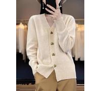 Women's Long Cardigan Open Front V-Neck Lightweight Knit Sweater with Pockets for Summer Beach Cover Up UK Sizes S-2XL(Beige M)