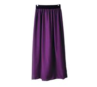 Women's Long Chiffon Maxi Skirt - Plain Flowing High Waist Skirt with Comfortable Elastic Waistband - Lightweight Summer Skirt - UK Sizes S/M/L (UK, Alpha, M, L, Regular, Regular, Purple)