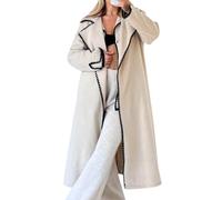 Women's Long Coats Active Outdoor Trench Shoulder Belted Coat Casual Jacket Elegant Pea Wool Blend solid For Cycling Quick