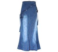 Women's Long Denim Skirt, Large Sizes, Elegant Denim Skirt, A-Line Mermaid Dress, Long Pleated Rocket, Bodycon Pencil Skirt, Fishtail Skirt, Maxi Rocket, Denim Skirt, blue, L