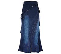 Women's Long Denim Skirt, Large Sizes, Elegant Denim Skirt, A-Line Mermaid Dress, Long Pleated Rocket, Bodycon Pencil Skirt, Fishtail Skirt, Maxi Rocket, Denim Skirt, darkblue, L