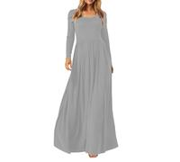 Women's Long Dress Round Neck Long Sleeve Cocktail Dress Solid Colour Casual Loose with Pockets Chic and Elegant Vintage Soft Temperament Autumn Winter Versatile Dress for Party 2025