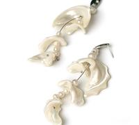 Women's Long Drop Earrings - S925 Sterling Silver Post Freshwater Pearl & Natural Shell Statement Dangle Jewelry Plated Metal Fashion Accessory