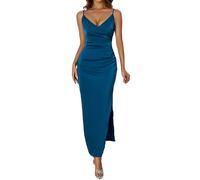 Women's Long Elegant Off Shoulder Dress Ruffle Flutter Slit Wedding Guest Evening Cocktail Party Dresses