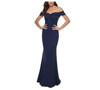 Women's Long Elegant Off Shoulder Dress Ruffle Flutter Slit Wedding Guest Evening Cocktail Party Dresses