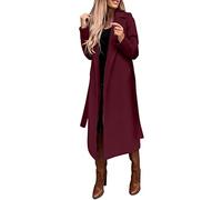 Womens Long Face Coat Hi Vis Coat Best Teacher Gifts Camping Women's Faux Wool Coat Blouse Thin Coat Trench Long Jacket Ladies Slim Long Belt Elegant Overcoat Outwear Promotion Sale Clearance Wine