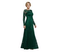 Women's Long Fitted Lace Scalloped A-Line Dress Goddiva Vert 44