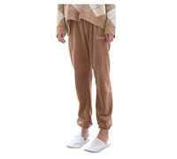 Women's Long Fleece Pyjama Bottoms, Warm Lined House Trousers, Long Plush Sleep Bottoms, Comfort Winter Sleepwear, Plain Lounge Trousers, Homewear, Thermal Sleepwear Trousers, coffee, One Size