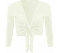 Womens Long Full Sleeves Cropped Top Ladies Shrug Tie Up Front Bolero Wraps Crop Front Knot Knitted Stretchy Summer Causal Open Cardigan