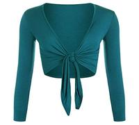 Womens Long Full Sleeves Ladies Stretch Bolero Cropped Cardigan Front Tie Knot Shrug Top Crop Bolero Shrug Size UK 8-26