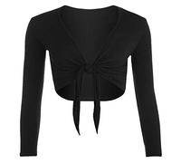 Womens Long Full Sleeves Ladies Stretch Bolero Cropped Cardigan Front Tie Knot Shrug Top Crop Bolero Shrug Size UK 8-26