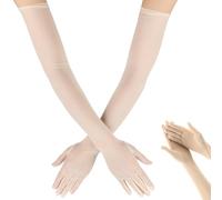 Women's Long Gloves, Elegant Tulle Gloves Made of Nylon, Skin Colour Black Gloves Costume, Stylish Long Arm Warmers Gloves, for Weddings, Evening Party, Opera Performances, Halloween, Special