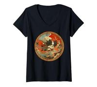 Women's Long Haired Chihuahua Japanese Samurai V-Neck T-Shirt