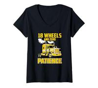 Women's Long Haul Truck Driver Zero Patience V-Neck T-Shirt