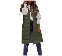Women's Long Hooded Gilets Puffer Vest Sleveless Hoodies Full Zipper Down Coats Thickened Warm Windbreakers with Pockets Walking Gilet Warm Overcoat Heated Puffer Gilet Outerwear Vest Parka Outwear