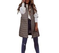 Women's Long Hooded Gilets Sleeveless Zipper Padded Quilted Jacket Outdoor Windproof Outwear Plus Size Waistcoats Jackets Coat Autumn and Winter Winter Warm Solid Color Vest Coats Blouses Outfits