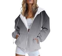 Women's Long Hooded Jacket, Large Sizes, Hoodie Colour Variations, Hoodie, Cotton, Long Sleeves, Leisure Sweatshirt with Zip, Tops Pullover with Pockets, Hoodie Drawstring Outwear, E, 4XL
