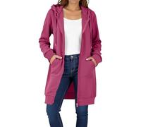 Womens Long Hoodies Zip Up Longline Hoodie Fleece Ladies Sweatshirt Jacket Windproof Coat Drawstring Casual Loose Hoody with Pockets Lightweight Open Front Cardigan Pullover Outerwear Uk S M L XL 2XL