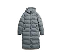 Superdry Microfibre Longline Puffer Jacket Grey M Woman