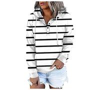 Womens Long Jumpers Pink Jumpers Teacher Gifts Trendy Ladies Blouse Winter Casual Button Pocket Printing Drawstring Long-Sleeved Hoodie Fashion Sweater Pullover (White #2, S) Warehouse Clearance