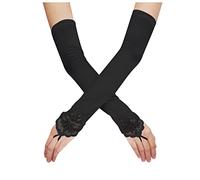 Women's Long Lace Opera Gloves Satin Wedding Bridal Gloves Elbow Length Fancy Dress Glove 1920s Accessories for Christmas